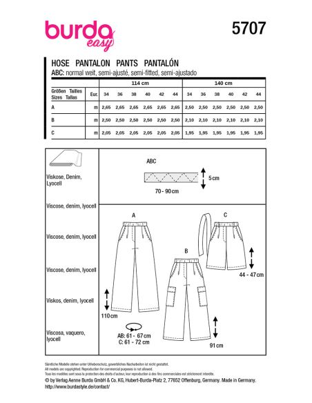 Pants pattern - Burda 5707