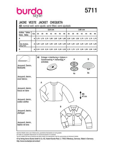 Jacket pattern - Burda 5711