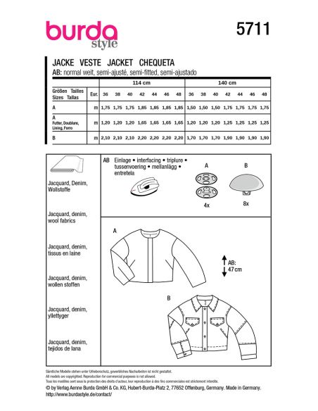 Jacket pattern - Burda 5711