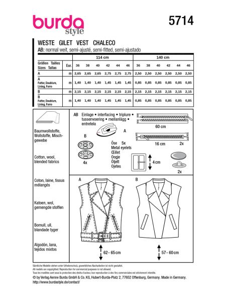 Vest pattern - Burda 5714