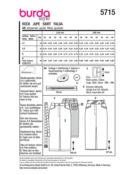 Skirt pattern - Burda 5715