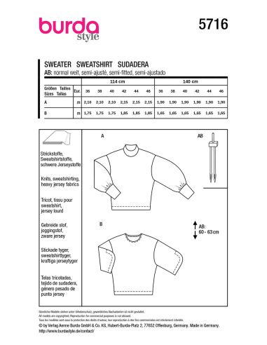 Sweatshirt Pattern - Burda 5716