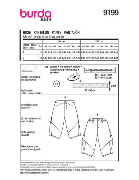 Pants pattern - Burda 9199