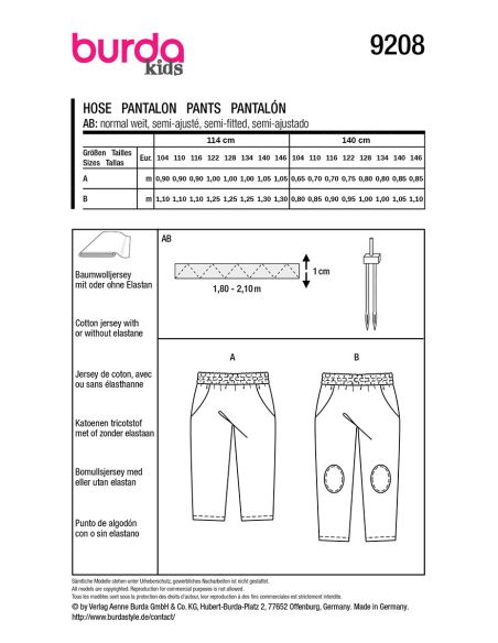 Pants pattern - Burda 9208