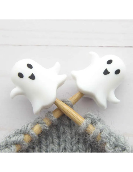 Stitch stoppers for knitting needles - Ghost