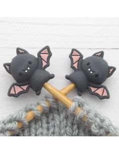 Stitch stoppers for knitting needles - Bat