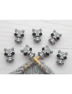 Stitch stoppers for knitting needles - Little raccoon 2