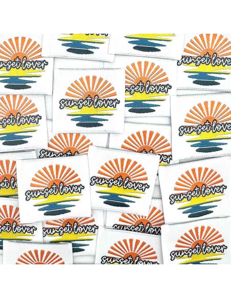 Set of 5 woven sew-on labels Sunset Lover