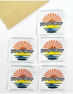 Set of 5 woven sew-on labels Sunset Lover 2
