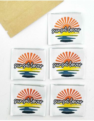 Set of 5 woven sew-on labels Sunset Lover