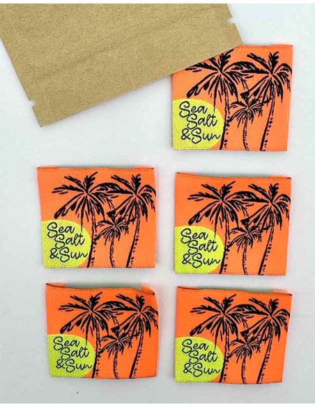 Set of 5 woven sew-on labels Sea Salt & Sun