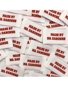 Set of 5 woven sew-on labels By My Daronne - Neon orange and khaki