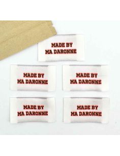 Set of 5 woven sew-on labels By My Daronne - Neon orange and khaki 2
