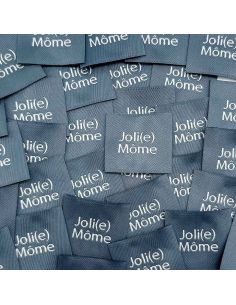 Set of 5 woven sew-on labels Joli Môme gray