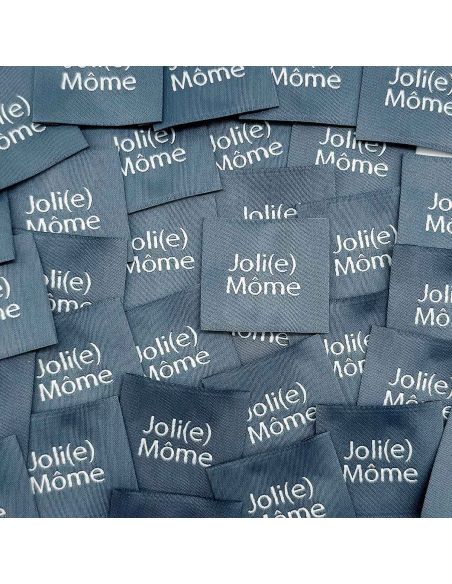 Set of 5 woven sew-on labels Joli Môme gray
