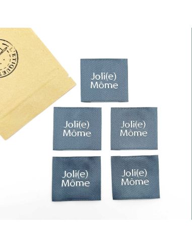 Set of 5 woven sew-on labels Joli Môme gray