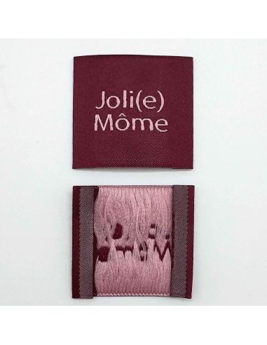 Set of 5 woven sew-on labels Joli Môme burgundy