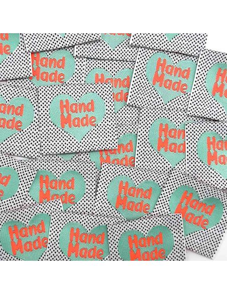 Set of 5 fluorescent Hand Made woven sew-on labels