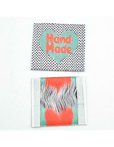 Set of 5 fluorescent Hand Made woven sew-on labels