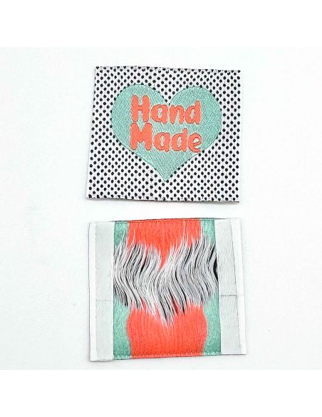Set of 5 fluorescent Hand Made woven sew-on labels