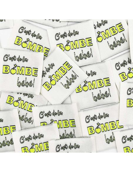 Set of 5 woven sew-on labels It's the bomb Baby!