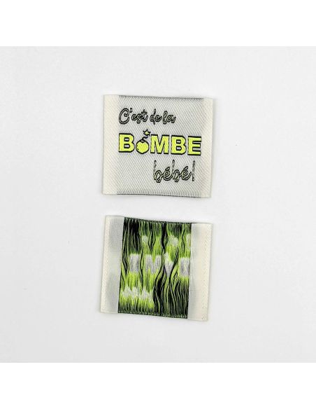Set of 5 woven sew-on labels It's the bomb Baby!