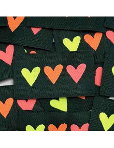 Set of 5 woven sew-on labels 3 Hearts