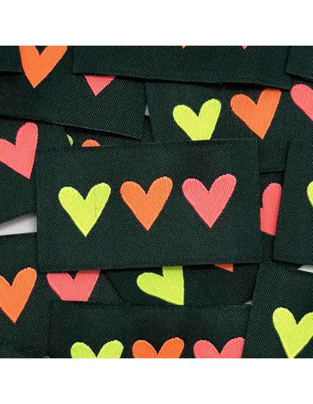 Set of 5 woven sew-on labels 3 Hearts