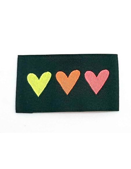 Set of 5 woven sew-on labels 3 Hearts