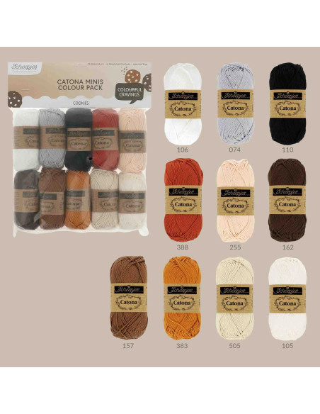 Pack of 10 Scheepjes Catona Colour Pack Balls - Cookies