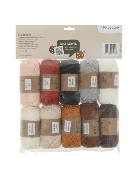 Pack of 10 Scheepjes Catona Colour Pack Balls - Cookies