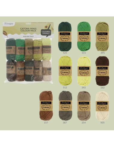 Pack of 10 Scheepjes Catona Color Pack Balls - Avocado Toast