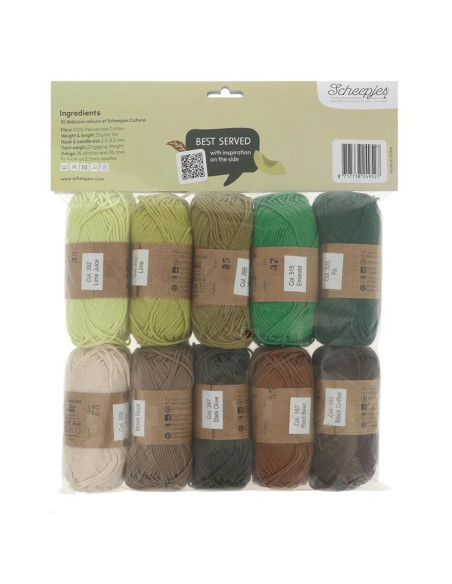 Pack of 10 Scheepjes Catona Color Pack Balls - Avocado Toast