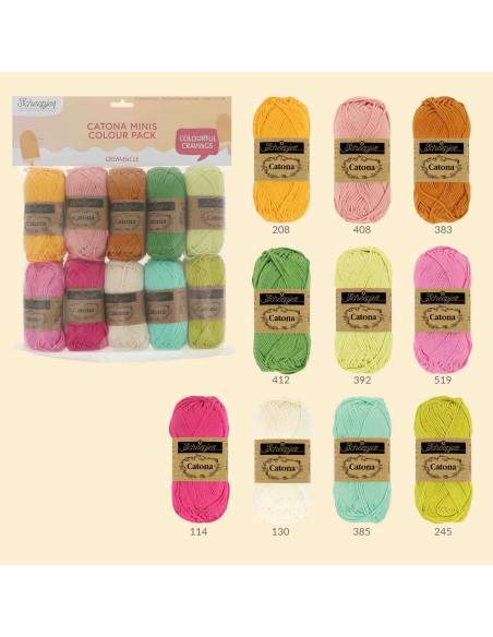 Pack of 10 Scheepjes Catona Colour Pack Balls - Creamsicle