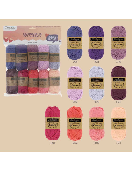 Pack of 10 Scheepjes Catona Balls - Berry Bliss