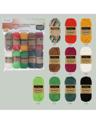 Pack of 10 Scheepjes Catona Balls - Christmas Colour Pack