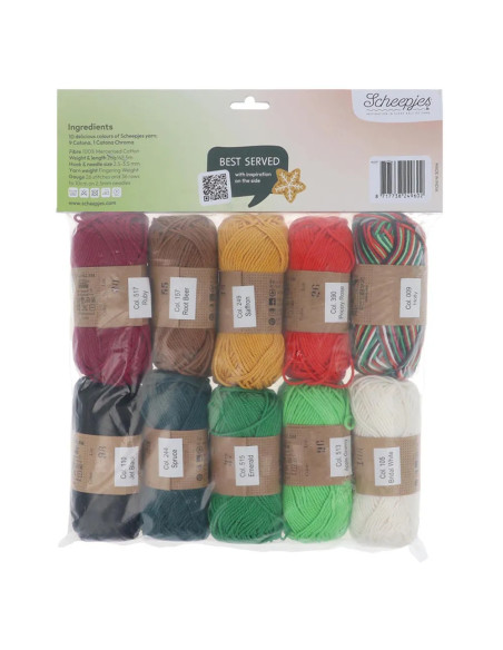 Pack of 10 Scheepjes Catona Balls - Christmas Colour Pack