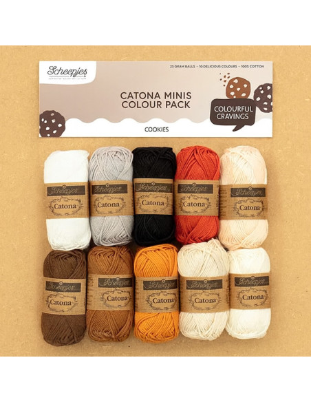 Pack of 10 Scheepjes Catona Colour Pack Balls - Cookies