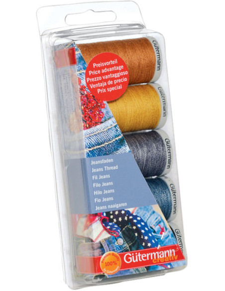 Set of 5 Gütermann special jeans sewing threads