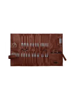 Muud Stockholm XL Leather Storage Case for Circular Needles - Rich Brown 2