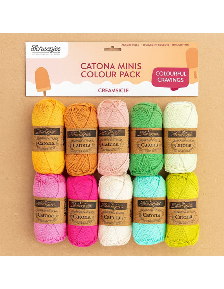 Pack of 10 Scheepjes Catona Colour Pack Balls - Creamsicle