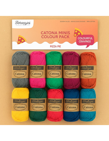 Pack of 10 Scheepjes Catona Balls - Pizza Pie