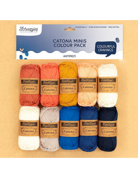 Pack of 10 Scheepjes Catona Color Pack Balls - Antipasti