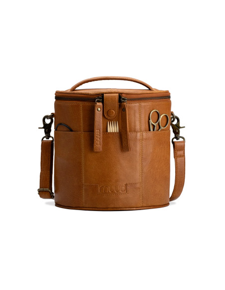 Muud Grace Leather Storage Bag for Knitting - Whisky