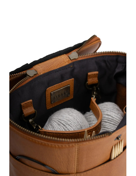 Muud Grace Leather Storage Bag for Knitting - Whisky