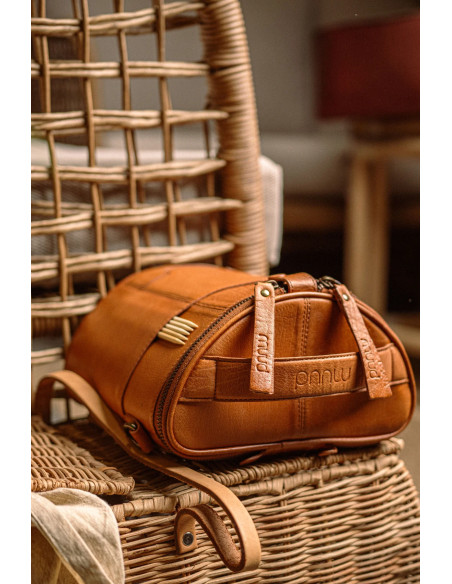 Muud Grace Leather Storage Bag for Knitting - Whisky