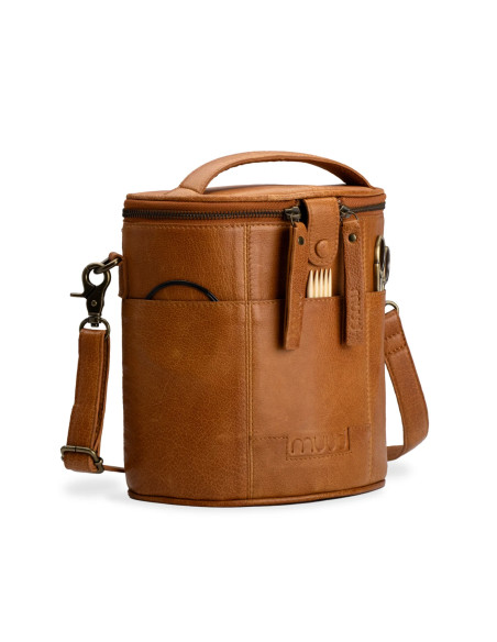 Muud Grace Leather Storage Bag for Knitting - Whisky