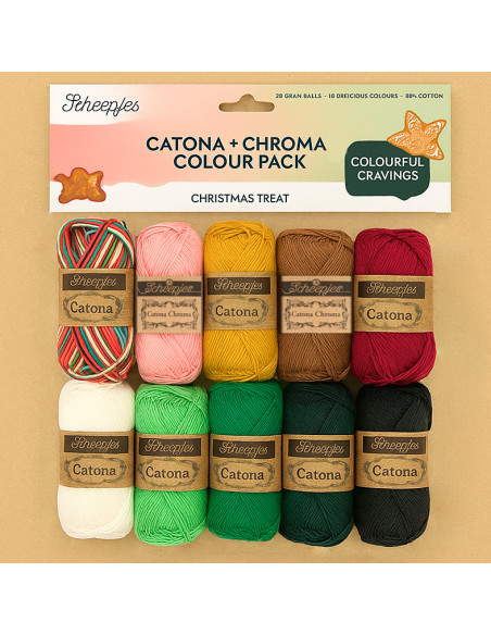 Pack of 10 Scheepjes Catona Colour Pack Balls - Christmas
