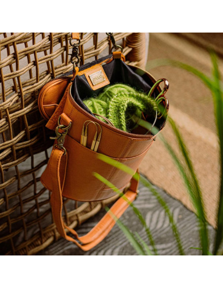 Muud Grace Leather Storage Bag for Knitting - Whisky