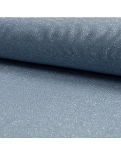 Ribbed jersey fabric with lurex - Light blue with silver lurex